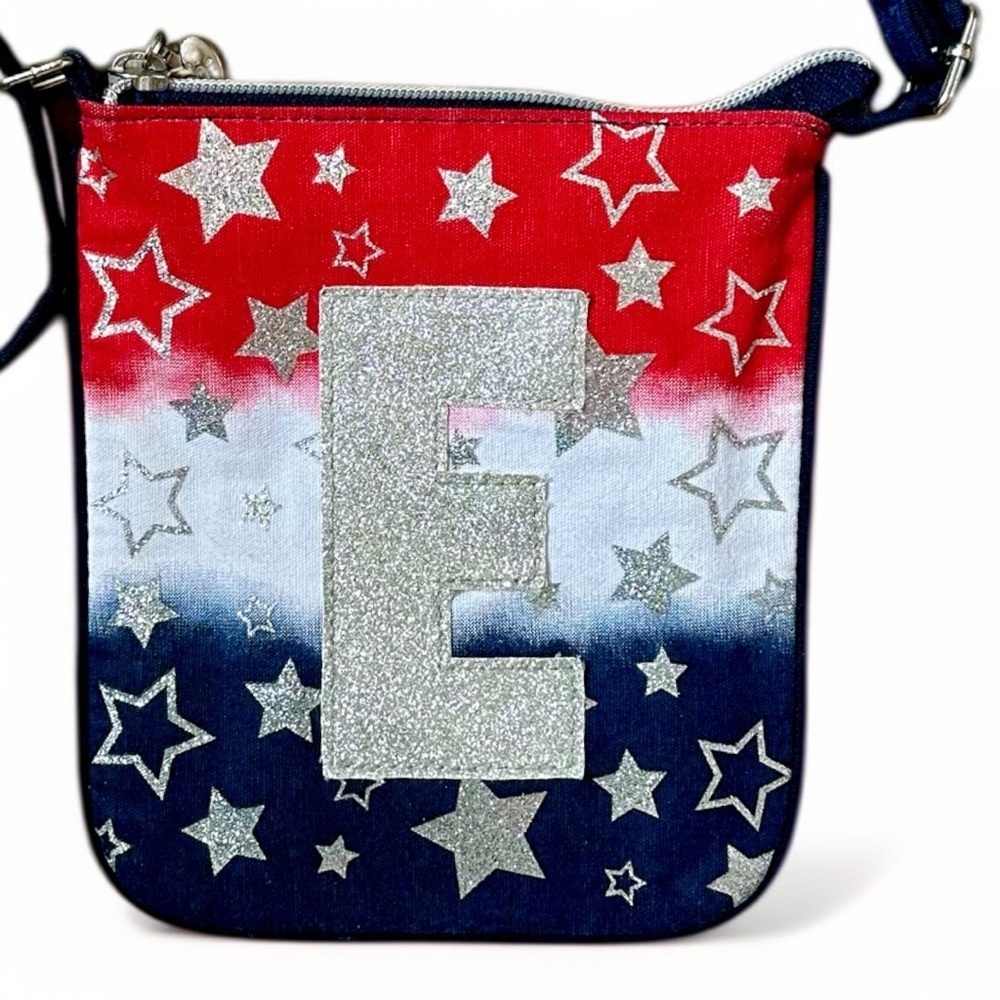 Girl’s Monogrammed ‘E’ Patriotic Purse Red, White, and Blue Star Crossbody Bag